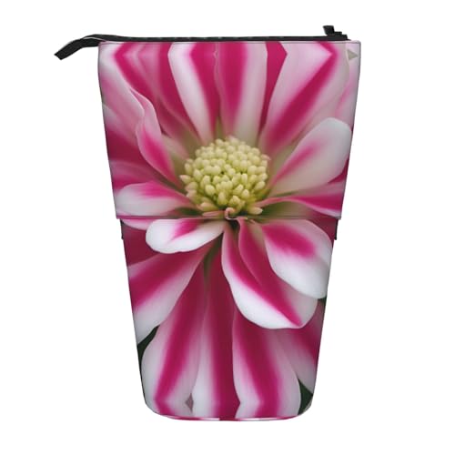 Rosa und weiße Blume Teleskop Bleistift Tasche Stifthalter Schreibwaren Fall Stand-Up Retractable Transformator Tasche Organizer von KoNsev