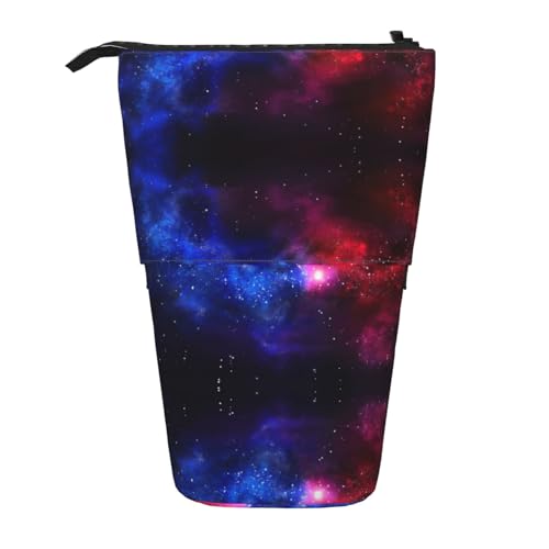 Rot Blau Galaxy Print Teleskop Bleistift Tasche Stifthalter Schreibwaren Fall,Stand-Up Retractable Transformator Tasche von KoNsev