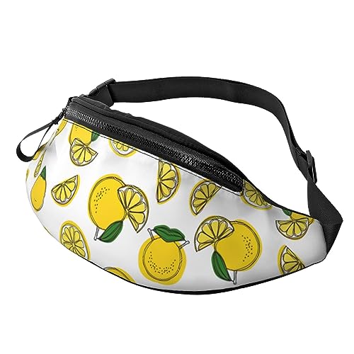 Schultertasche mit Zitronenfrucht-Muster, modische Schultertasche, Bauchtasche, lässig, für Workout, Reisen, Laufen, Schwarz , Einheitsgröße von KoNsev