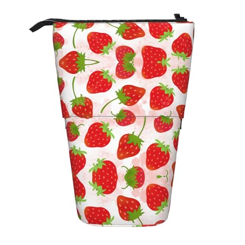 Strawberry Print Teleskop Bleistift Tasche Stifthalter Schreibwaren Fall,Stand-Up Retractable Transformator Tasche von KoNsev