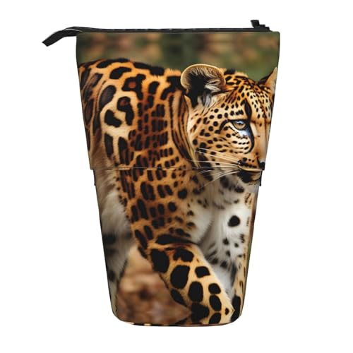 Teleskop-Bleistift-Tasche mit Leopardenmuster-Druck, Stifthalter, Schreibwaren-Kasten, aufklappbare Transformator-Tasche von KoNsev