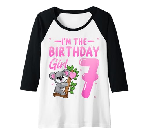 Damen I'm The Birthday Girl 7 Years Old Cute Koala 7th Birthday Raglan Damen I'm The Birthday Girl 7 Years Old Cute Koala 7th Birthday Raglan von Koala 7th Birthday Gifts Co.