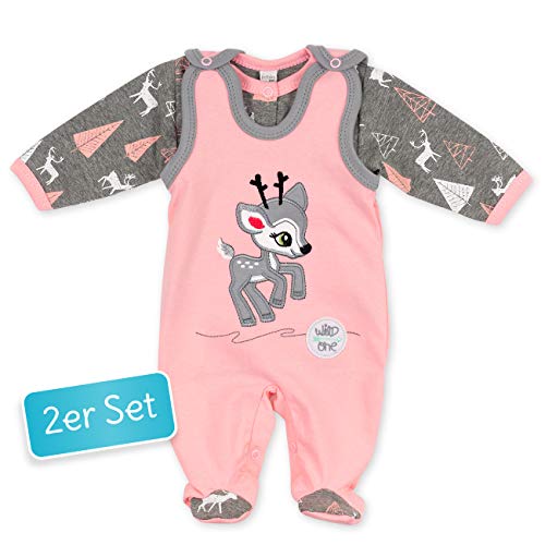 Koala Baby Baby Set Strampler + Shirt rosa grau | Motiv: Reh | Babyset 2 Teile mit Rehkitz für Neugeborene & Kleinkinder | Größe: 3 Monate (62) von TESTEL