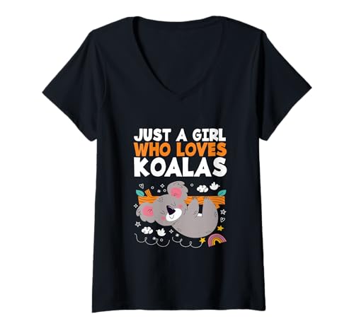 Damen Koalabär-Liebhaber, süßes Tier, nur EIN Mädchen, das Koalas liebt T-Shirt mit V-Ausschnitt Damen Koalabär-Liebhaber, süßes Tier, nur EIN Mädchen, das Koalas liebt T-Shirt mit V-Ausschnitt von Koala Bear Lover Just A Girl Who Loves Koalas Gift