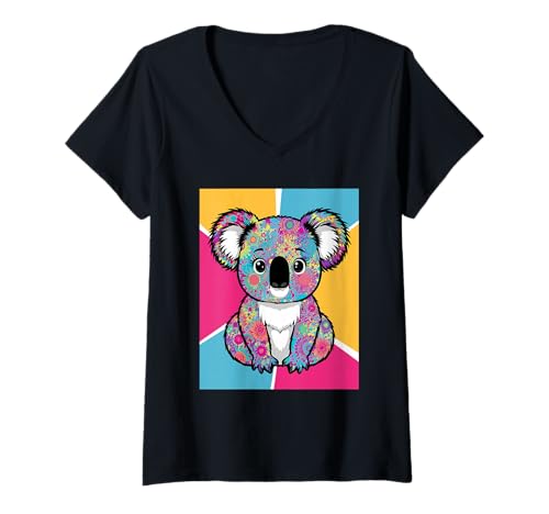 Damen Koala Australia Eukalyptus Wildlife Forest T-Shirt mit V-Ausschnitt Damen Koala Australia Eukalyptus Wildlife Forest T-Shirt mit V-Ausschnitt von Koala Bears Marsupial Tree Habitat