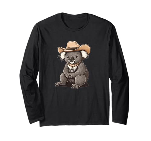 Lustiger Cowboy-Koala mit Hut für Erwachsene und Kinder Langarmshirt von Koala Cowboy