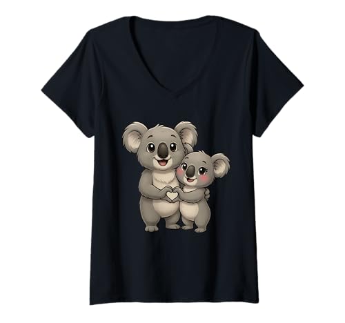 Damen Koala Pärchen mit Herz | Süßes Koalabär Koala Liebespaar T-Shirt mit V-Ausschnitt Damen Koala Pärchen mit Herz | Süßes Koalabär Koala Liebespaar T-Shirt mit V-Ausschnitt von Koala Designer Designs
