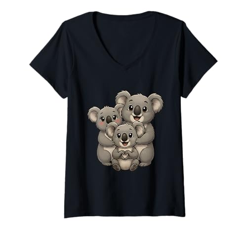 Damen Koala mit Familie | Süßer Koalabär mit Koala Mama & Papa T-Shirt mit V-Ausschnitt Damen Koala mit Familie | Süßer Koalabär mit Koala Mama & Papa T-Shirt mit V-Ausschnitt von Koala Designer Designs