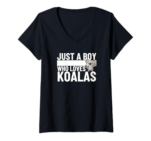 Damen Just A Boy Who Loves Koalas Lustiger Koala T-Shirt mit V-Ausschnitt Damen Just A Boy Who Loves Koalas Lustiger Koala T-Shirt mit V-Ausschnitt von Koala Gifts For Women And Girls