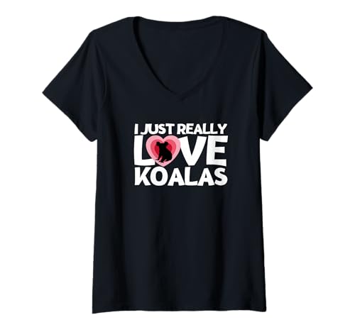 Damen Koala Ich Liebe Koalas einfach wirklich T-Shirt mit V-Ausschnitt Damen Koala Ich Liebe Koalas einfach wirklich T-Shirt mit V-Ausschnitt von Koala Gifts For Women And Girls