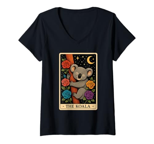 Damen Koala-Tarot T-Shirt mit V-Ausschnitt Damen Koala-Tarot T-Shirt mit V-Ausschnitt von Koala Tarot Design