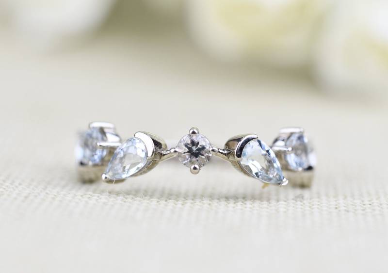 Aquamarin Ring & Efeublatt Bandring , Rotgold, Gelbgold Ehering von KoalaJewelleryDesign