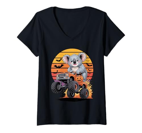 Damen Halloween Monstertruck Koala Koalas T-Shirt mit V-Ausschnitt von Koalas Koala Lover Gifts
