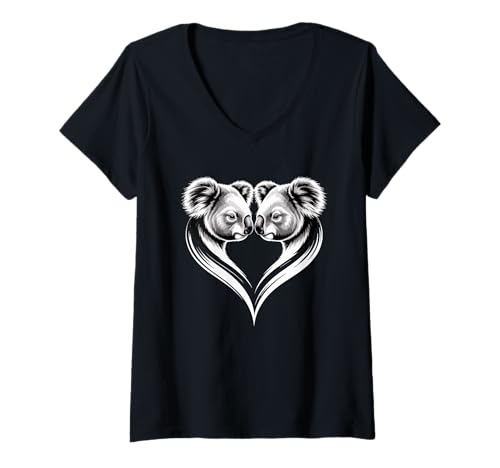 Damen Koalabär Herzförmig Koalas T-Shirt mit V-Ausschnitt von Koalas Koala Lover Gifts