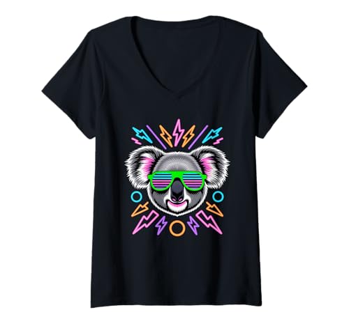 Damen Party Koala Sonnenbrille Koalas T-Shirt mit V-Ausschnitt Damen Party Koala Sonnenbrille Koalas T-Shirt mit V-Ausschnitt von Koalas Koala Lover Gifts