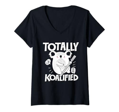 Damen Süßes Koalafied-Design, niedliches australisches Baby-Koala-Tier T-Shirt mit V-Ausschnitt Damen Süßes Koalafied-Design, niedliches australisches Baby-Koala-Tier T-Shirt mit V-Ausschnitt von Koalified cute Australian koala bear animal pun