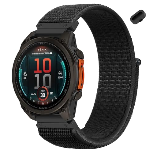 Koazon Nylon-Schnellverschluss-Armband, kompatibel mit Garmin Fenix 8 43 mm/Approach S12/S44/S50, 20 mm, weich, verstellbar, Sport-Klettband für Fenix 7S Pro/7S/6S Pro/6S/5S, Zubehör für Herren und von Koazon
