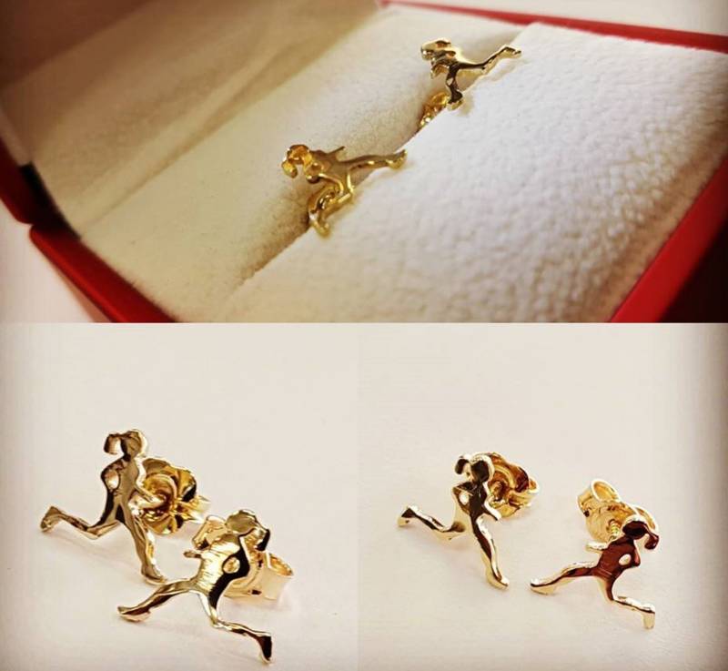 14K Gold Ohrringe, Mädchen Läufer von KobeSportJewelry