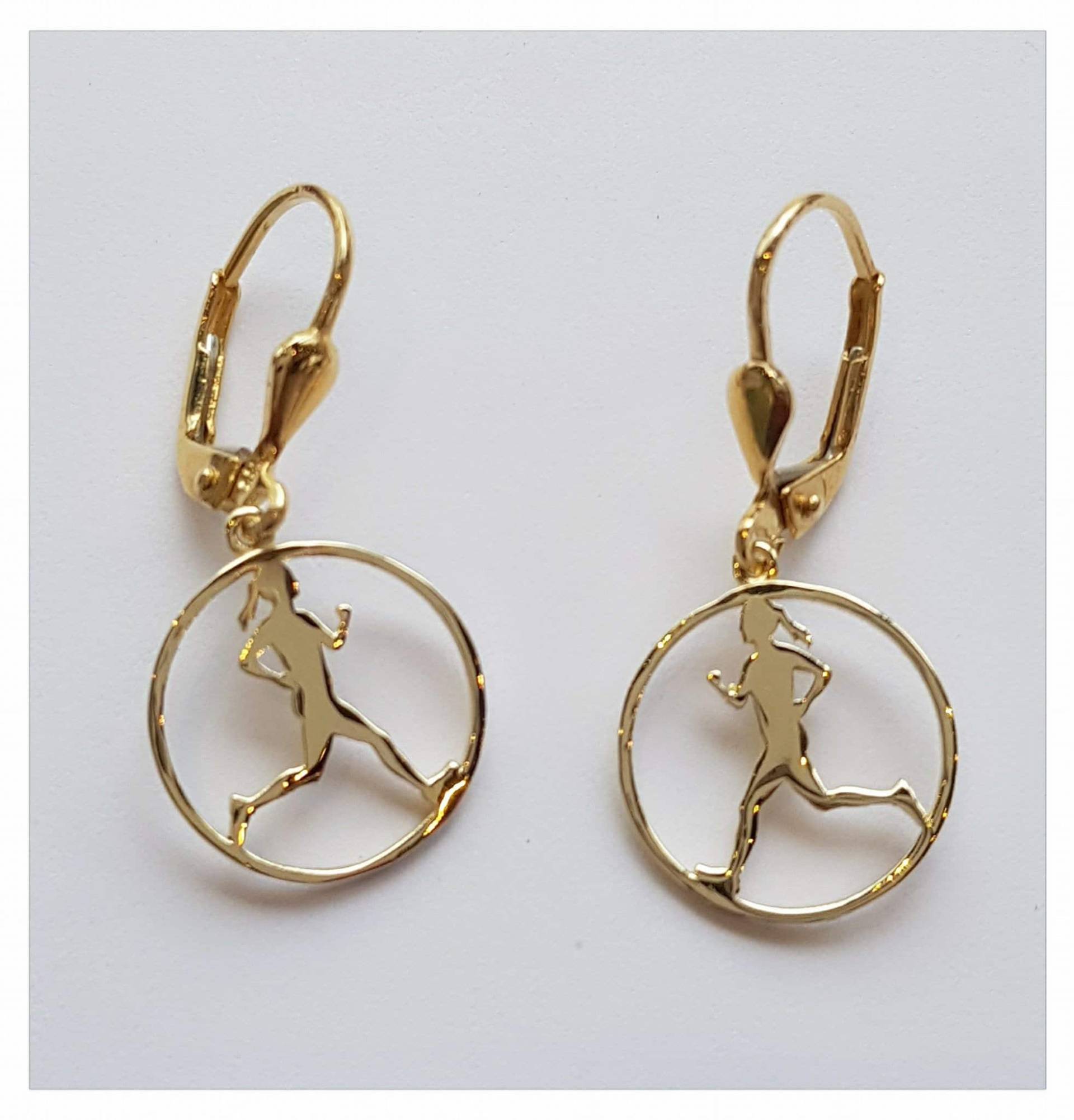 Alle 14K Gelbgold Marathon-Läufer Ohrringe von KobeSportJewelry