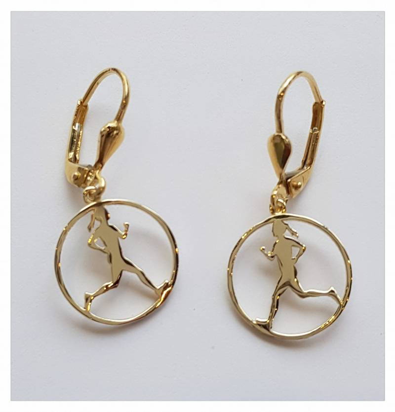 Alle 14K Gelbgold Marathon-Läufer Ohrringe von KobeSportJewelry