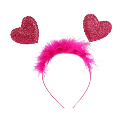 1 Stück/7 Stück Feder-Stirnbänder für Damen, Valentinstag-Stirnband, Pailletten, Herz-Stirnbänder für Mädchen, Festival, Tanzparty von Kobeleen
