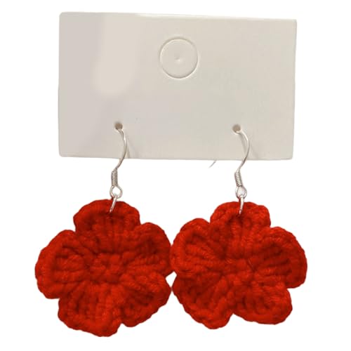 Handgefertigte gestrickte Blumenohrringe, einzigartige gestrickte Blumenohrringe, Accessoire, stilvoller Ohranhängerschmuck für Frauen von Kobeleen