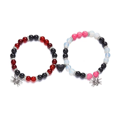 Kobeleen 2 Stück Herz-Paar-Spinnen-Armbänder mit Magneten, um Freundinnen anzulocken. Handseil-Armbänder, verstellbare geflochtene Seil-Armbänder Kobeleen 2 Stück Herz-Paar-Spinnen-Armbänder mit Magneten, um Freundinnen anzulocken. Handseil-Armbänder, verstellbare geflochtene Seil-Armbänder von Kobeleen