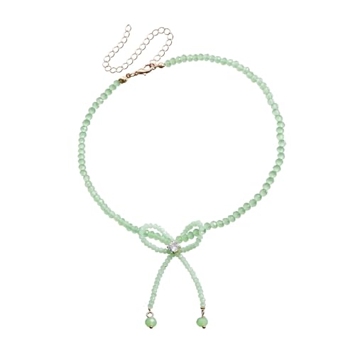 Kobeleen Auffällige Kristall-Bowknot-Halskette, trendiger weiblicher Halsschmuck, modische Anhänger-Halskette, geeignet für jeden Anlass von Kobeleen