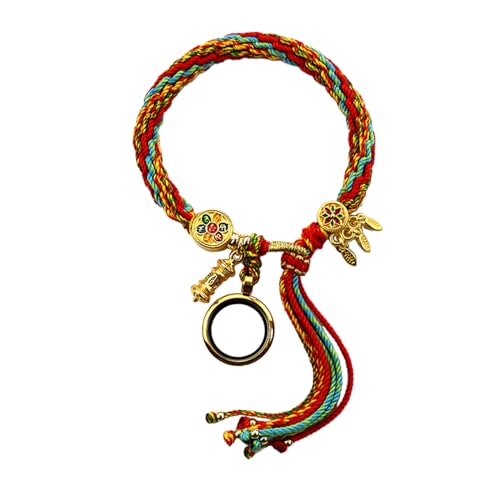Kobeleen Einzigartiger handgefertigter tibetischer Armband-Armreif. Bezauberndes handgefertigtes tibetisches Armband mit Anhänger, Fransen, Handschnüren als Verzierung von Kobeleen