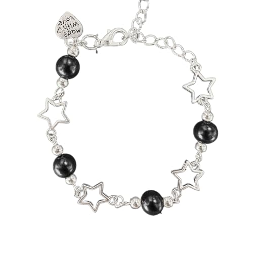 Kobeleen Harajuku Stern Pentagramme Perlen Perlen Armband für Frauen Vintage Ästhetischen Charme Verstellbare Kette Armbänder Schmuck Geschenk von Kobeleen
