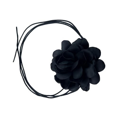 Kobeleen Stilvolle Rosenblüten-Halskette, Simulationsblume, Halskette für Damen und Mädchen, Schlüsselbeinkette, auffälliges Halsband-Zubehör von Kobeleen