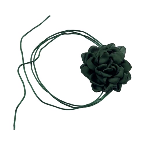 Kobeleen Stilvolle Rosenblüten-Halskette, Simulationsblume, Halskette für Damen und Mädchen, Schlüsselbeinkette, auffälliges Halsband-Zubehör von Kobeleen