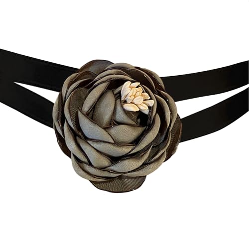 Kobeleen Stilvolle Rosenblüten-Halskette, Simulationsblumen-Band-Halskette, Damen-Schlüsselbeinkette, auffälliges Halsband-Zubehör von Kobeleen