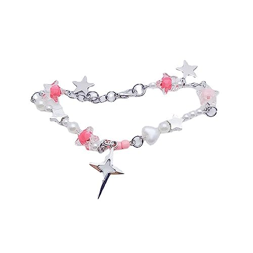 Kobeleen Süßes Y2K-Stern-Perlenarmband, handgefertigter Schmuck, cooler Stern-Charm-Armband-Schmuck, einzigartiges Ornament für Frauen, Mädchen, Teenager von Kobeleen
