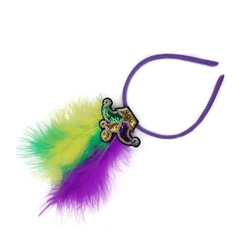 Mardi Gras-Stirnband für Damen mit Pailletten und Federn, zarte Stirnbänder, rutschfeste Stirnbänder, süße Mädchen-Ballzubehör von Kobeleen