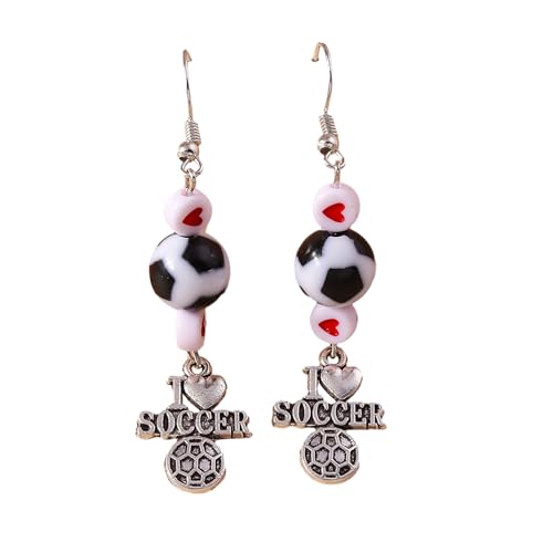 Ohrhänger im Fußball-Stil, einzigartiger Sport-Themen-Ohrschmuck, Ohrhaken, modische Accessoires, Geschenk für Männer und Frauen von Kobeleen