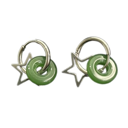 Retro-Ohrschnalle im chinesischen Stil, fünfzackiger Stern-Ohrring, Imitation von Jade, fünfeckiger Stern-Ohrring, modisches Accessoire von Kobeleen