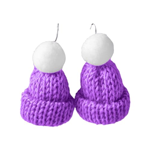 Stilvolle Bonbonfarbene Strickmütze-Ohrringe, Verzierung, Strickohrringe, trendiger Ohranhänger, Accessoire, Ornament für Frauen und Mädchen von Kobeleen