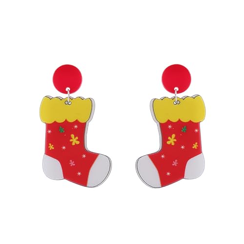 Weihnachts-Ohrstecker aus Acryl, Cartoon-Santa-Schneemann-Ohrstecker, lustige Tropfen-Ohrringe, Statement-Schmuck für Frauen von Kobeleen