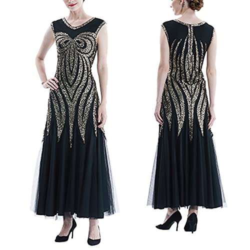 20er Jahre Kostüm Damen Lang Sexy V Ausschnitt Silvester Pailletten Kleid Abendkleider Party mit Fransen Eng Glitzerkleid Charleston Kleid Karneval Eng Pailettenkleider 20er Jahre Kleid von Kobilee