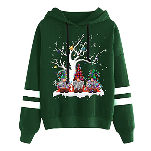 Damen Weihnachten Sweatshirt mit Kapuze Kapuzenpullover Hässlich Weihnachtspullover Süß Partnerlook Christmas Sweater Baumwolle Weihnachtspulli Pulli Grinch Hoodie Rentier Lustig Pullover von Kobilee