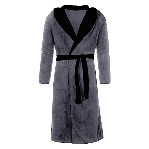 Dünne Bademäntel Herren Bequem mit Kapuze und Taschen Weich Dick Morgenmante Bademantel Warm Herbst Winter Flauschig Kurz Saunamantel Microfaser Große Größen Leicht Frottee Hausmantel Bathrobe von Kobilee