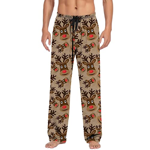 Freizeithose Herren Lang 3XL Lustig mit Heizung Weich Haushose Schlafhose Karierte Weihnachts Pyjama Winter Schlafanzughose Loungewear Warm Christmas Weihnachtsdruck Pyjamahose Weihnachtshose von Kobilee
