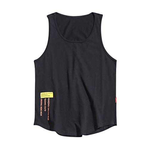 Funktionsshirt Herren Atmungsaktive Sommer Sport T-Shirt Achselshirt Männer Einfarbig Rundhals Ärmelloses Laufshirt Muskelshirt Hoodie Tank-Top Bodybuilding Loose Fit Tank Top von Kobilee