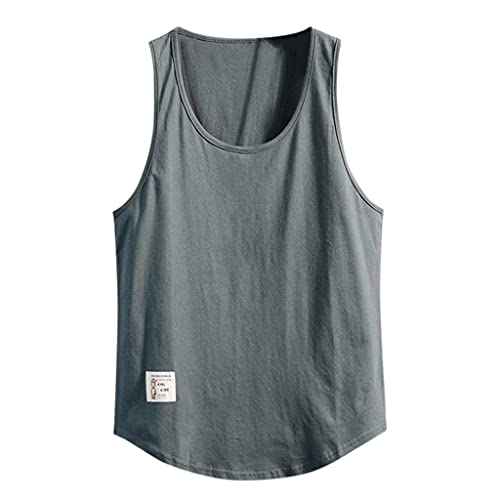 Funktionsshirt Herren Atmungsaktive Sommer Sport T-Shirt Achselshirt Männer Einfarbig Rundhals Ärmelloses Laufshirt Muskelshirt Hoodie Tank-Top Bodybuilding Loose Fit Tank Top von Kobilee