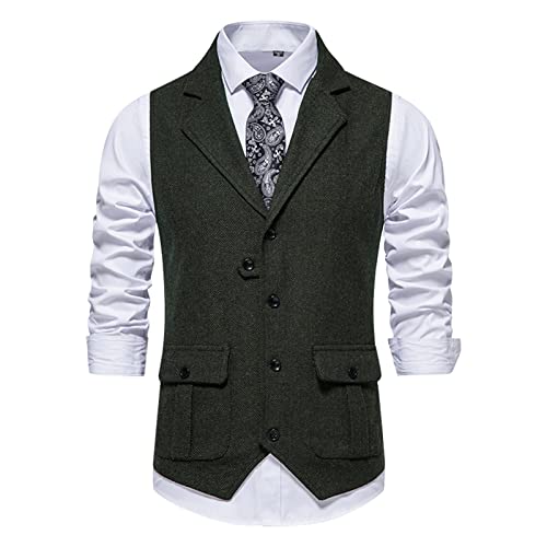 Herren Weste Outdoor Elegant Ärmellose Business Formale Anzugwesten Gilet Sakko Modern Outdoor Slim Fit Western Vintage Weste Hochzeit V-Ausschnitt Große Größen Sportlich Anzugweste Herrenweste von Kobilee