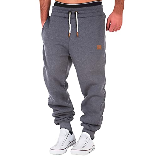 Jogginghose Herren Lang Unifarben Slim Fit Arbeit Hosen Herren Winter Regular Fit Groß Seitetasche Loose Jogginghose Loungehose Sport Jogger Sporthose Herren Lang Mit Reißverschluss von Kobilee