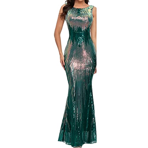 Kleid 20er Jahre Damen Vintage Rundhals Silvester Pailettenkleider Abendkleider Eng Eng mit Fransen 20er Jahre Kleid Charleston Kleid Party Sexy Lang Karneval Glitzerkleid Pailletten Kleid von Kobilee