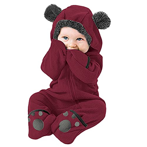 Kobilee Baby Strampler Neugeborenen Junge Mädchen Lustig mit Fuß Baumwolle Winter Warm Fleece Overall Schlafanzug Schlafstrampler von Kobilee