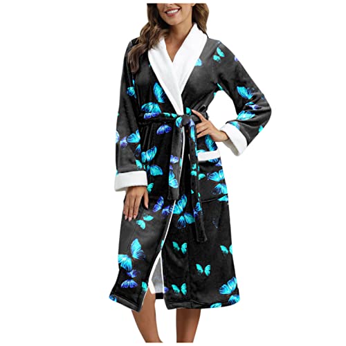 Kobilee Bademantel Damen Frottee Mit Kapuze Rosa Kuschelfleece Warm Pyjama Morgenmantel Stillnachthemd Elegant Sexy Leicht Frotteemantel Negligee Bathrobe Winter Herbst Für Frauen von Kobilee